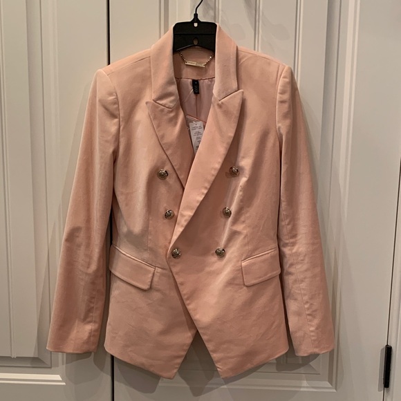White House Black Market Jackets & Blazers - NWT White House Black Market Blush Velvet Holiday Double-Breasted Blazer 0